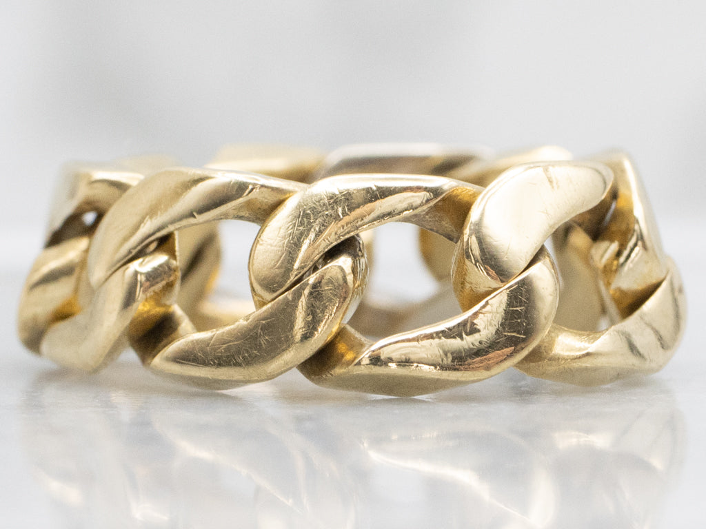 18-Karat Gold Flexible Diamond Curb-Link Ring