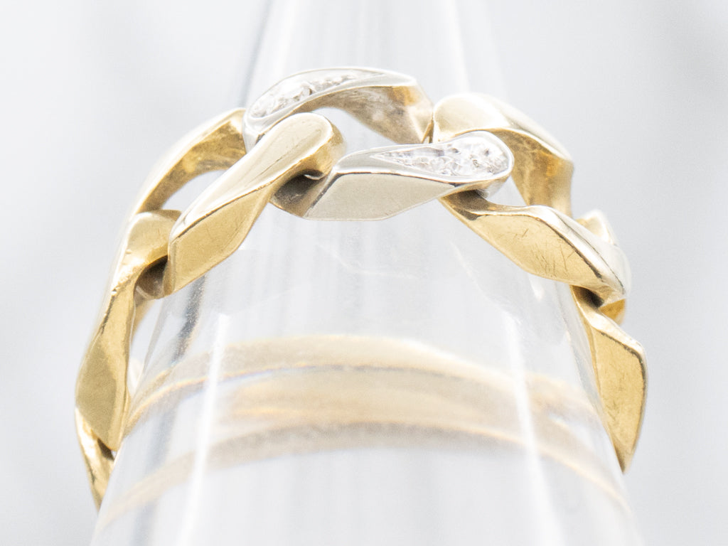 18-Karat Gold Flexible Diamond Curb-Link Ring