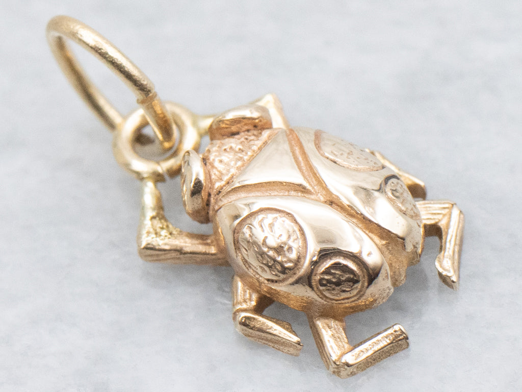 Yellow Gold  Scarab Beetle Charm Pendant