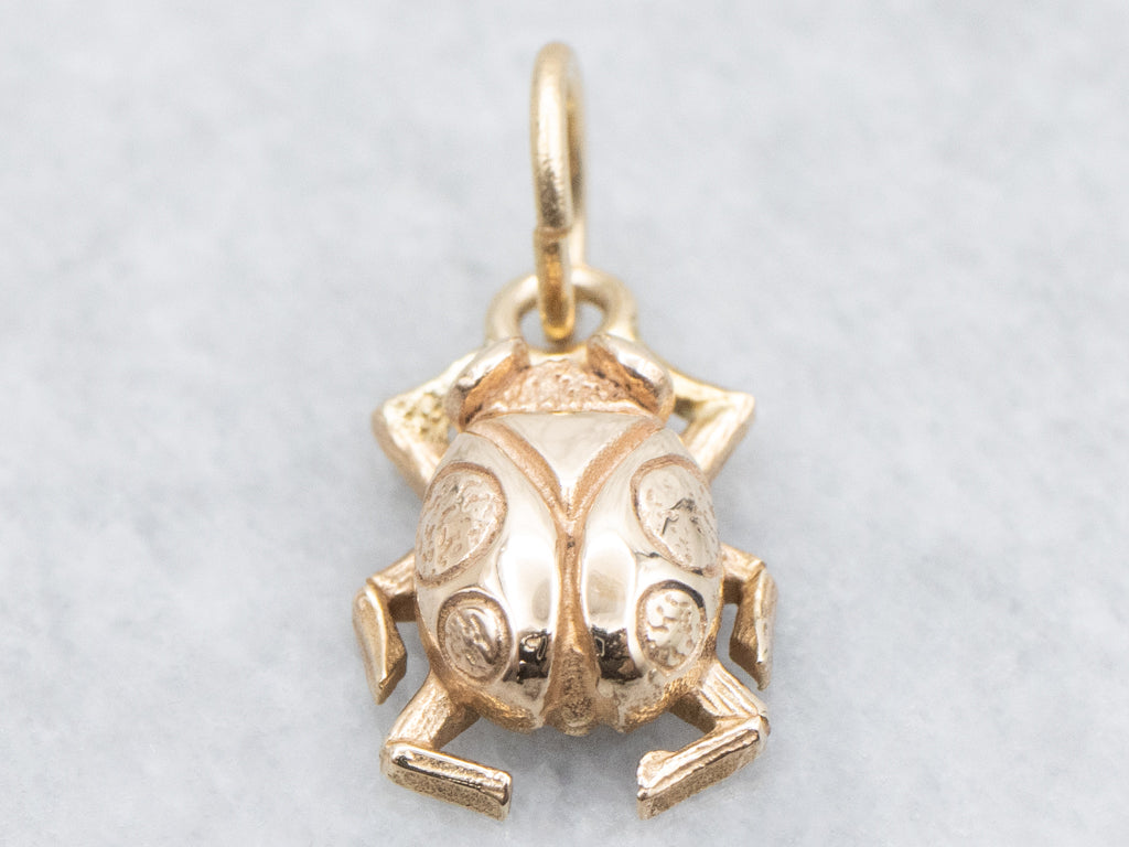 Yellow Gold  Scarab Beetle Charm Pendant