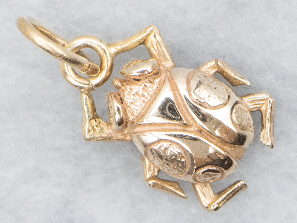 Yellow Gold  Scarab Beetle Charm Pendant