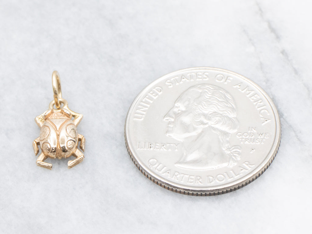 Yellow Gold  Scarab Beetle Charm Pendant