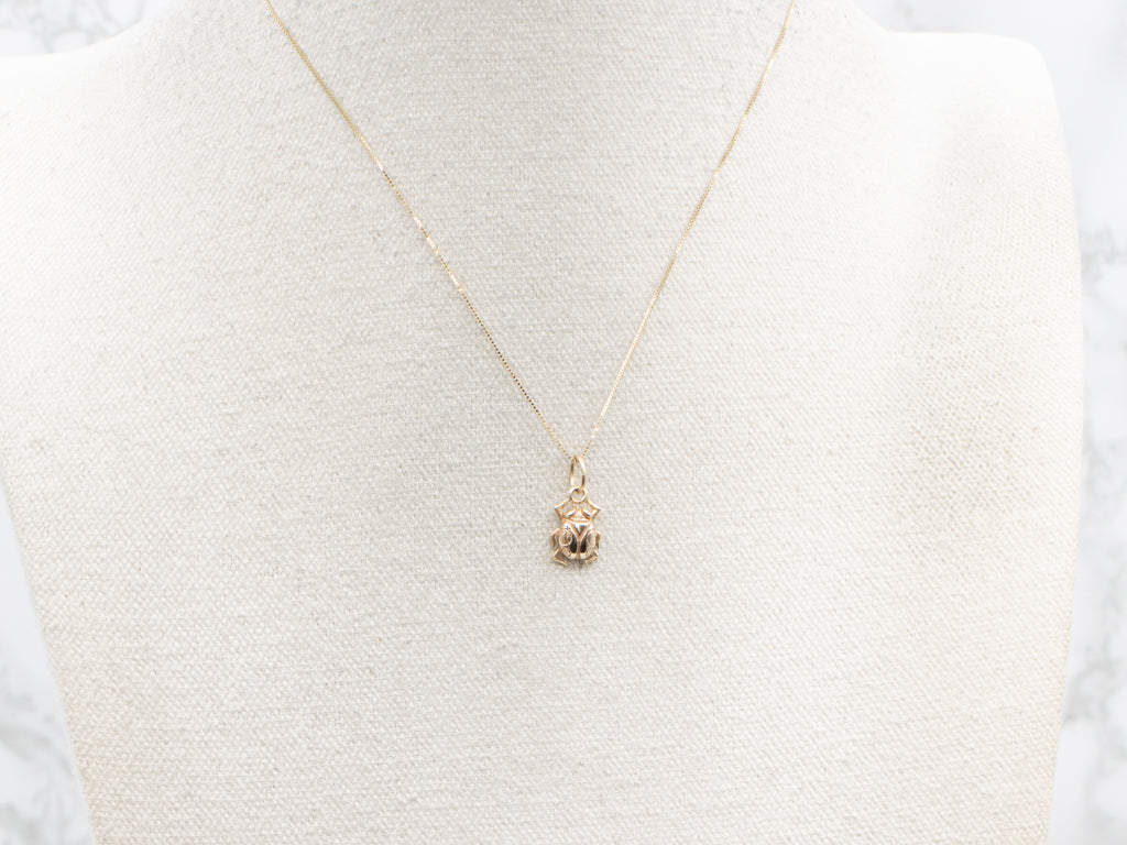 Yellow Gold  Scarab Beetle Charm Pendant