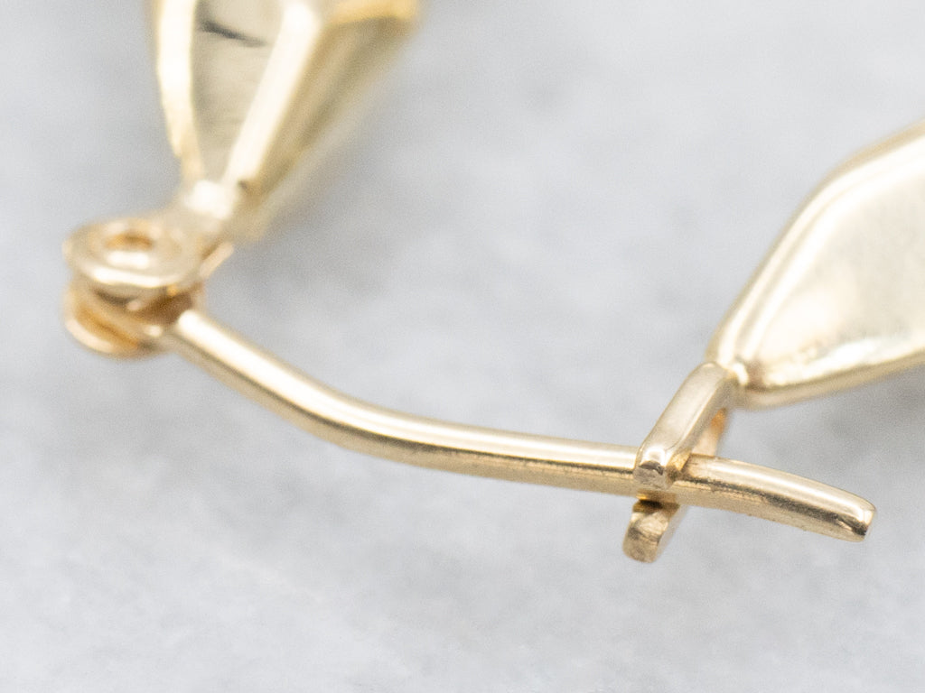 Vintage Yellow Gold Twisted Puffy Hoop Earrings