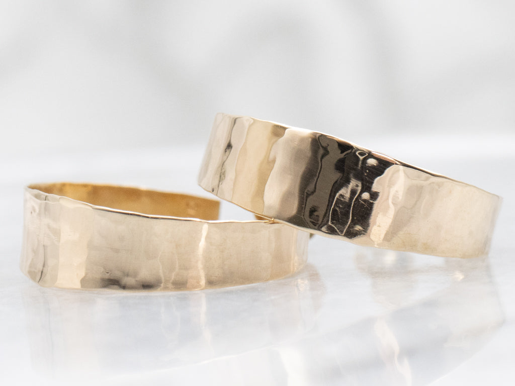 Hammered Gold Post-Back Hoop Earrings