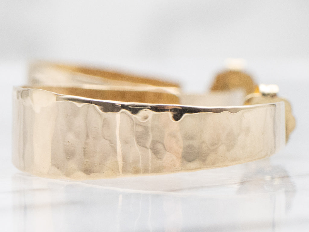 Hammered Gold Post-Back Hoop Earrings