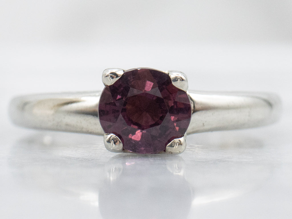 Vintage White Gold Purple/Red Spinel Solitaire Ring