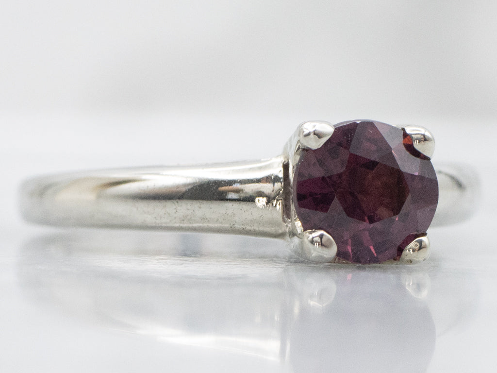 Vintage White Gold Purple/Red Spinel Solitaire Ring