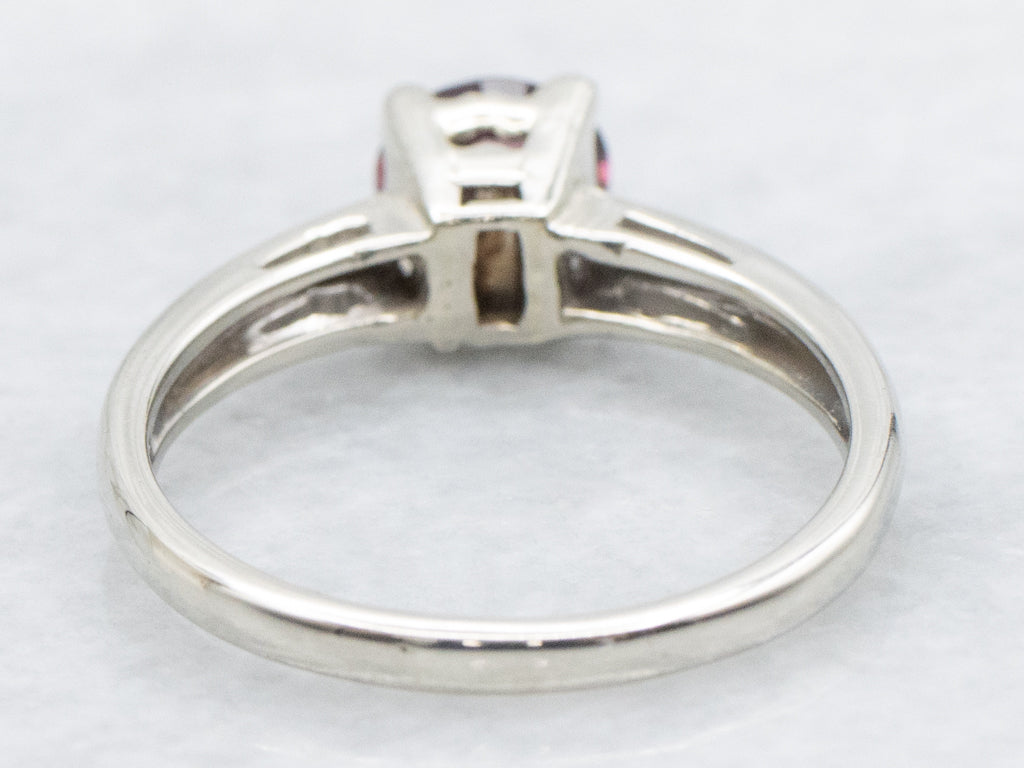Vintage White Gold Purple/Red Spinel Solitaire Ring