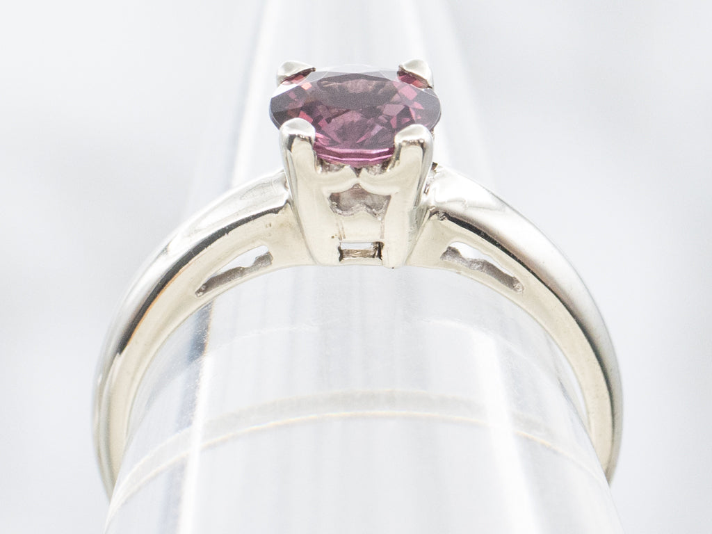 Vintage White Gold Purple/Red Spinel Solitaire Ring