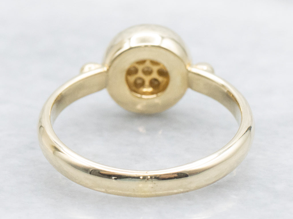 Vintage Gold and Black Enamel Diamond Cluster Bullseye Ring