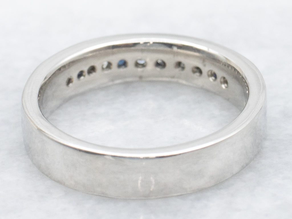 Platinum Channel-Set Sapphire and Diamond Gemstone Band