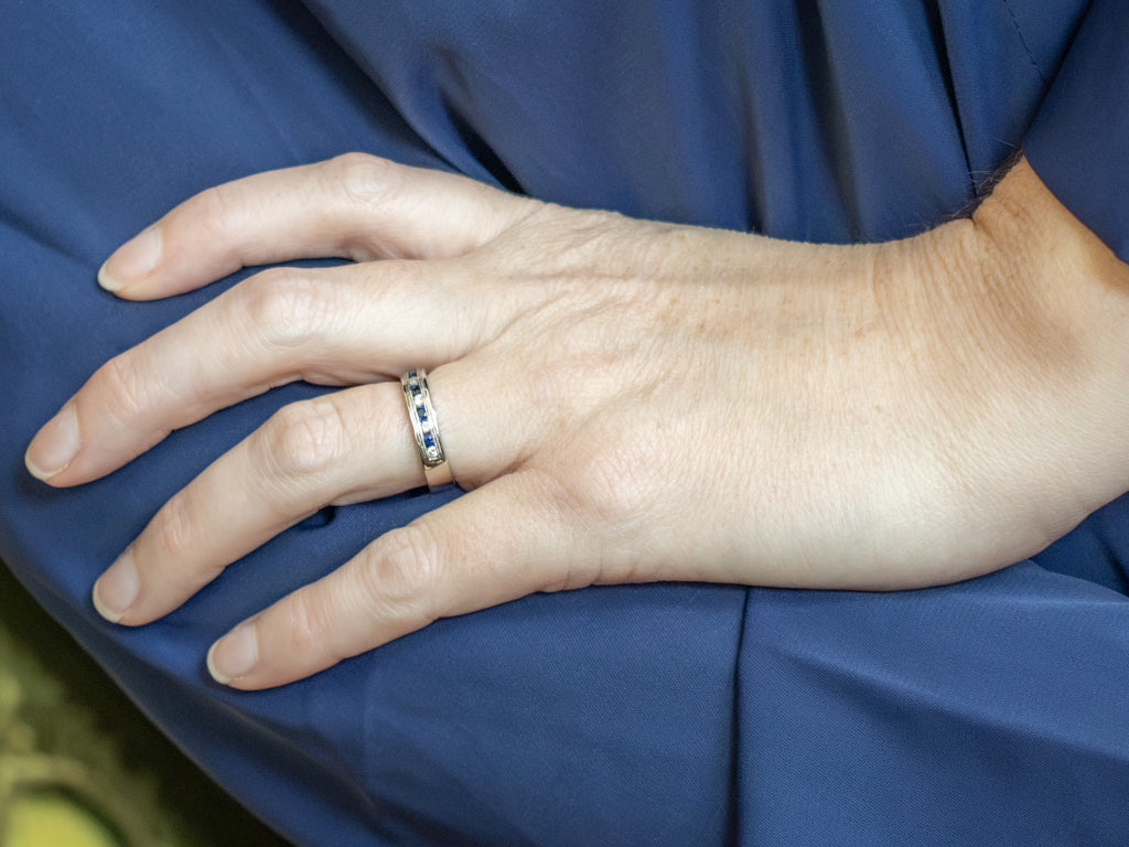 Platinum Channel-Set Sapphire and Diamond Gemstone Band