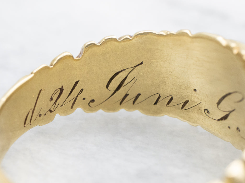 Circa. 1839 18K Gold Monogrammed "ST" Mourning Signet Ring