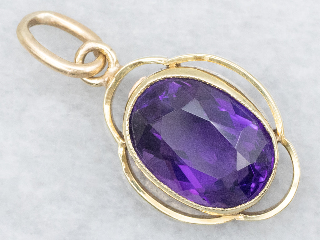 Bezel-Set Amethyst and Gold Pendant