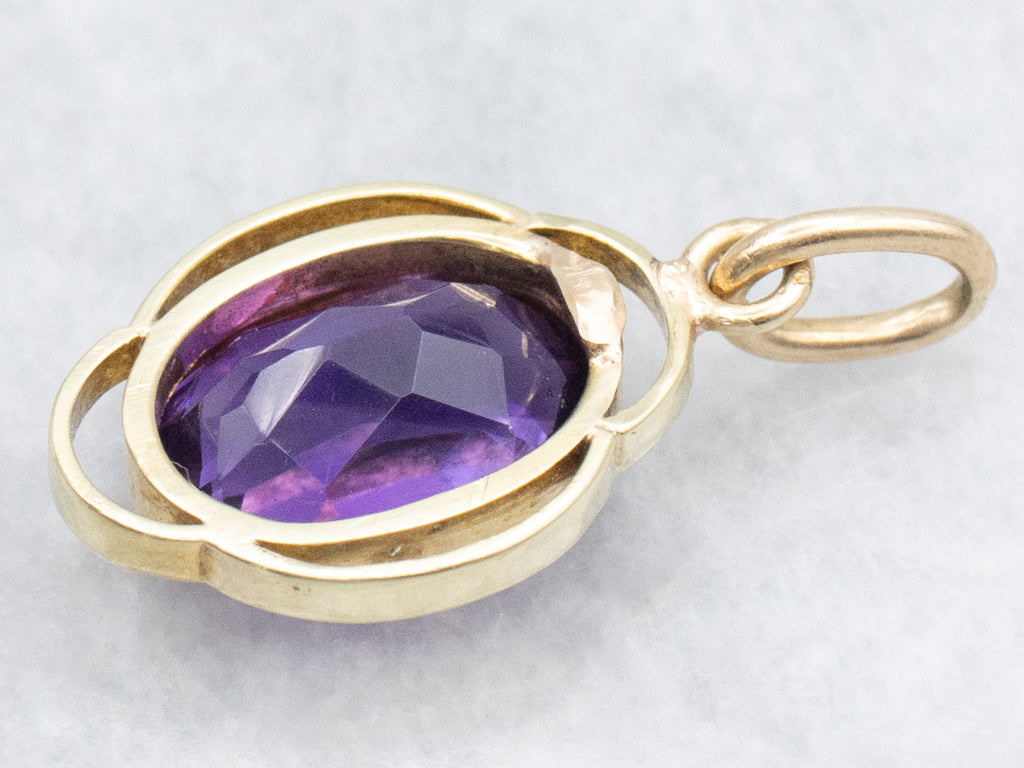Bezel-Set Amethyst and Gold Pendant