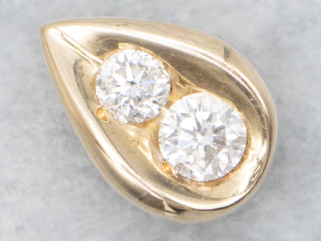 Double Diamond Gold Teardrop Slide Pendant