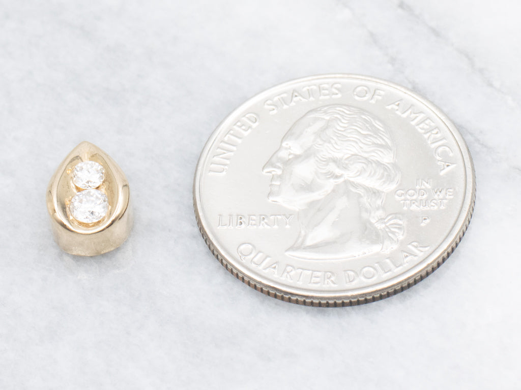 Double Diamond Gold Teardrop Slide Pendant