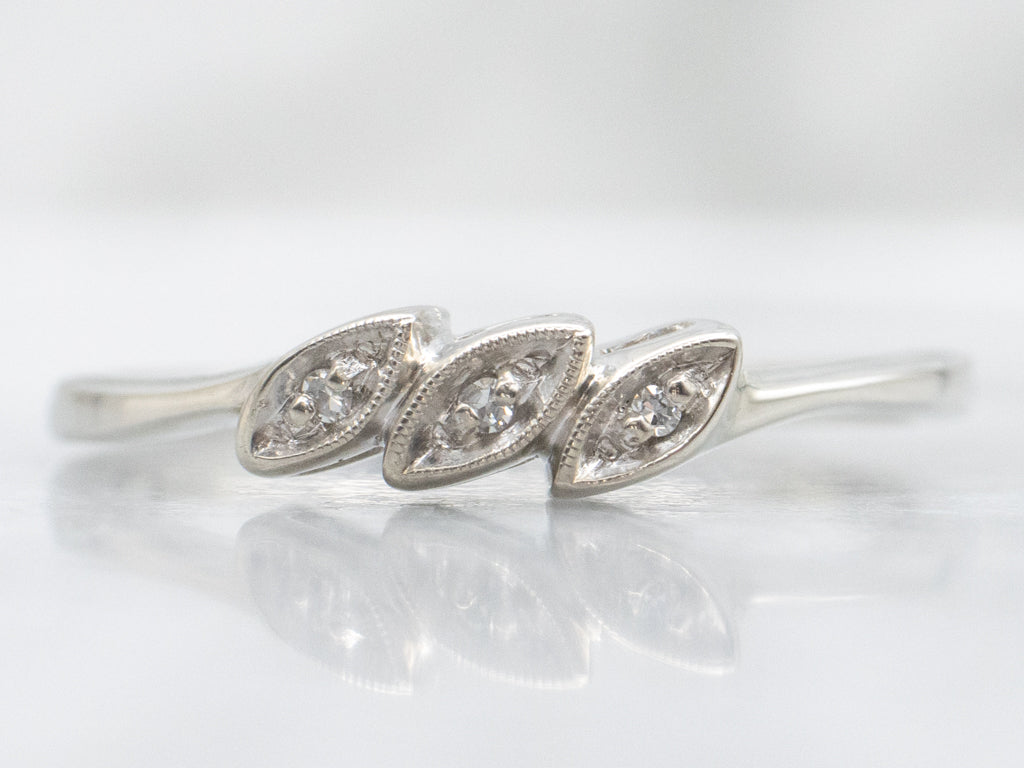 Vintage Three-Stone Marquise-Shaped Stacking Band