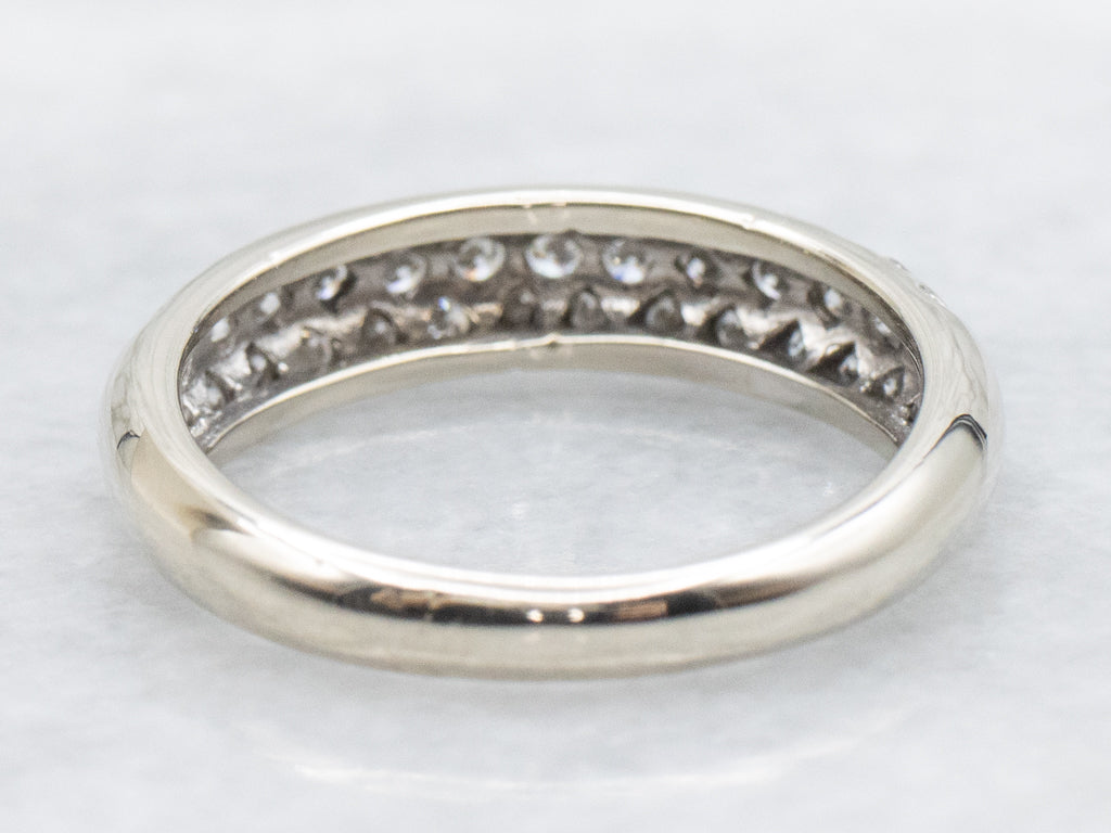 Flush Set Triple Row Diamond White Gold Band