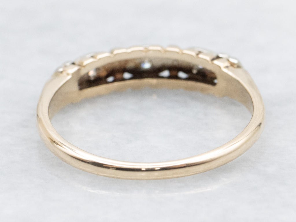 Retro Era Scalloped Two-Tone Gold Diamond Band