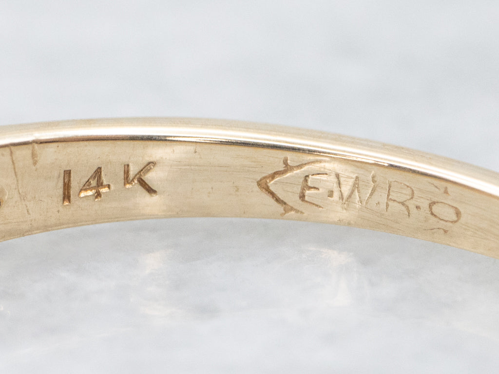 Vintage Two-Tone Gold Styled Forget-Me-Not Patterned Band
