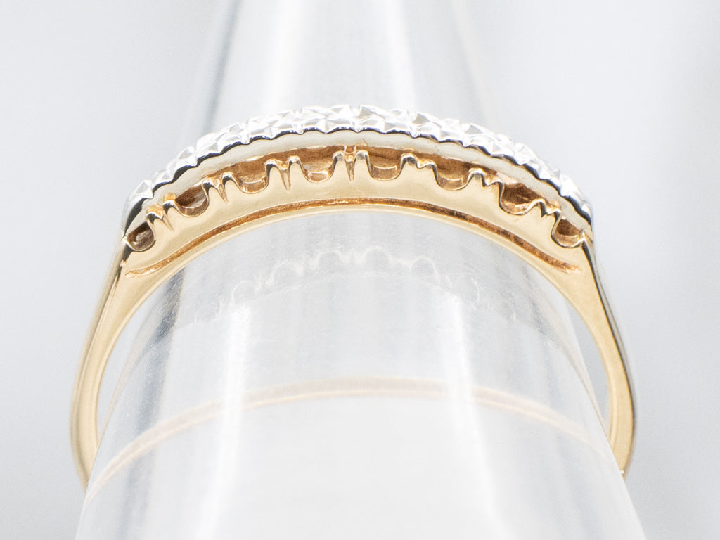 Vintage Two-Tone Gold Styled Forget-Me-Not Patterned Band