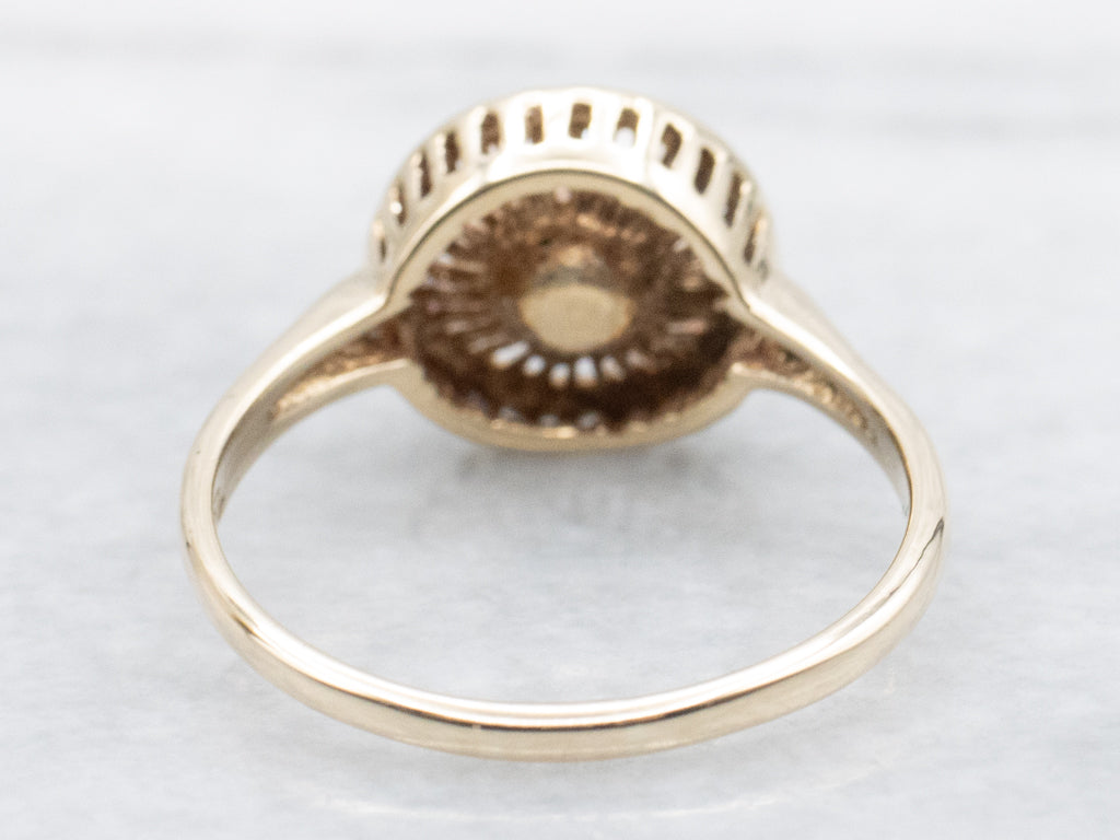 Vintage Gold Pearl Solitaire Filigree Ring
