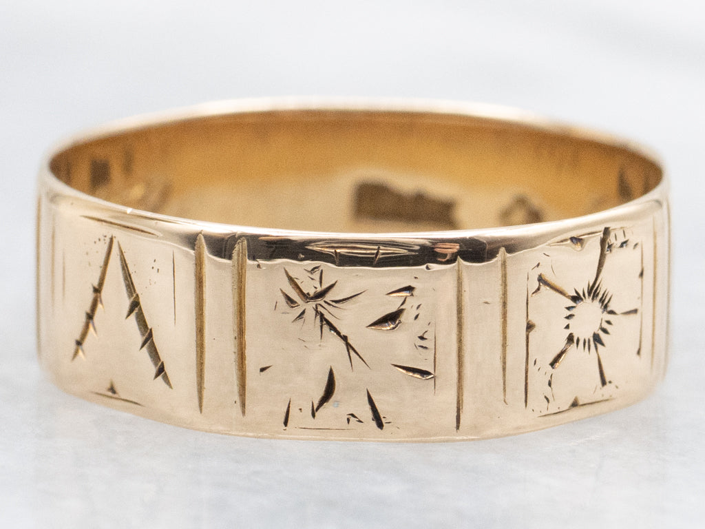 Circa 1872 Antique Gold Botanical Patterned Cigar Band