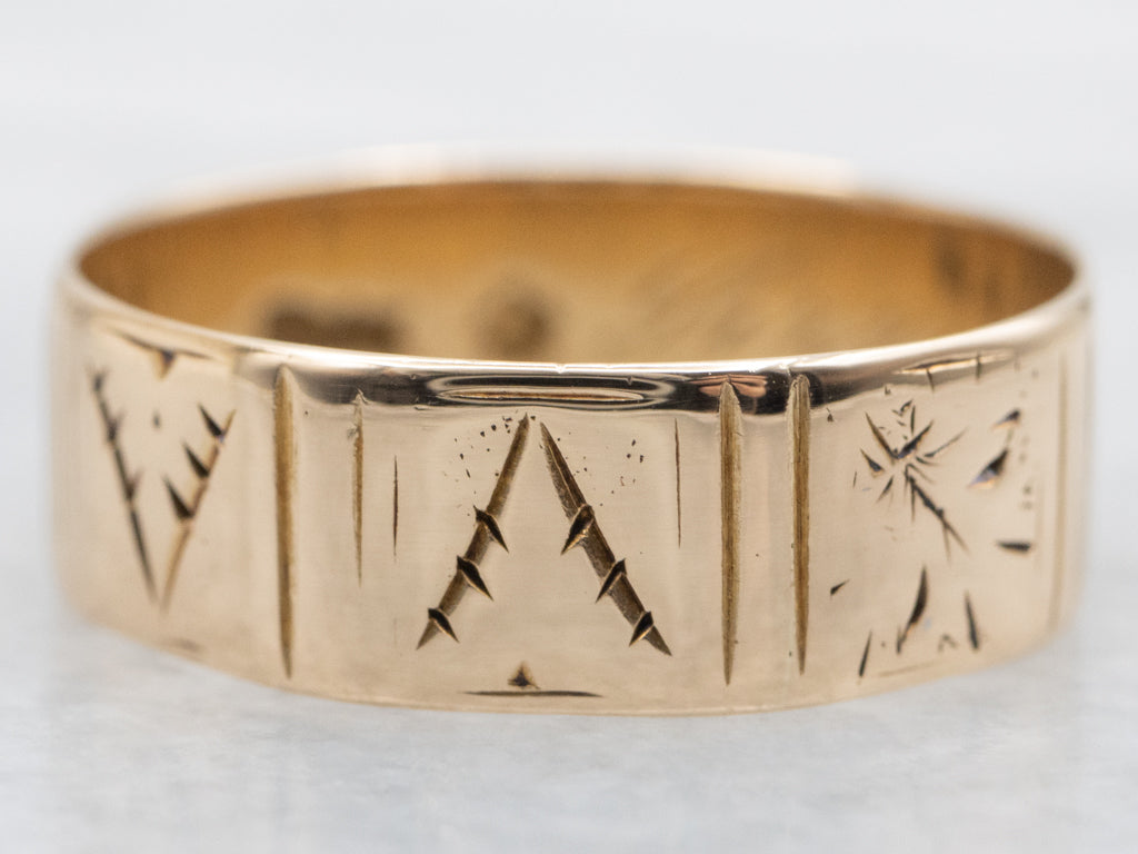 Circa 1872 Antique Gold Botanical Patterned Cigar Band