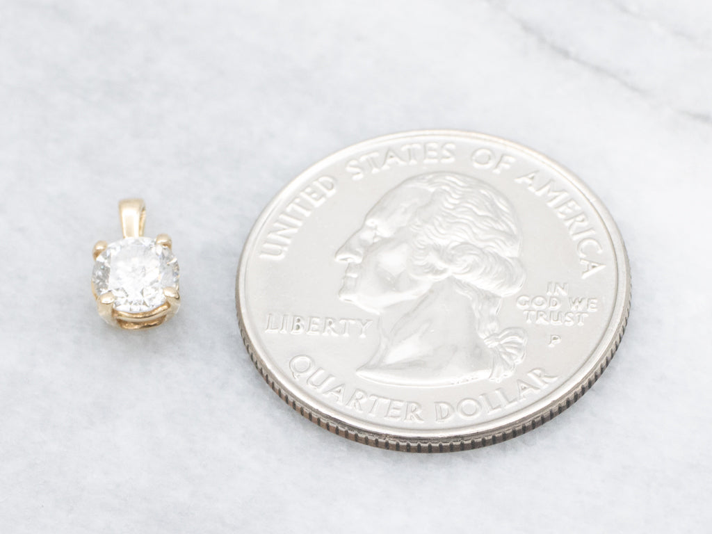 Four-Prong Round Brilliant Diamond Gold Solitaire Pendant