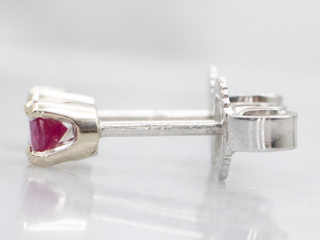 Bright Pink Ruby White Gold Stud Earrings