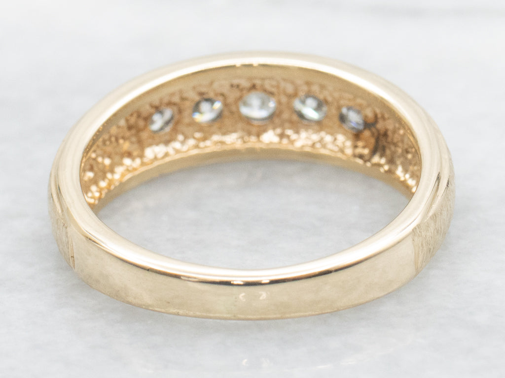 Brilliant Diamond Textured Gold Unisex Band