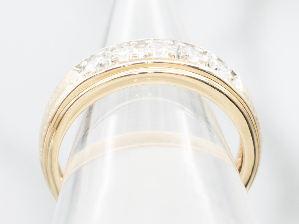 Brilliant Diamond Textured Gold Unisex Band