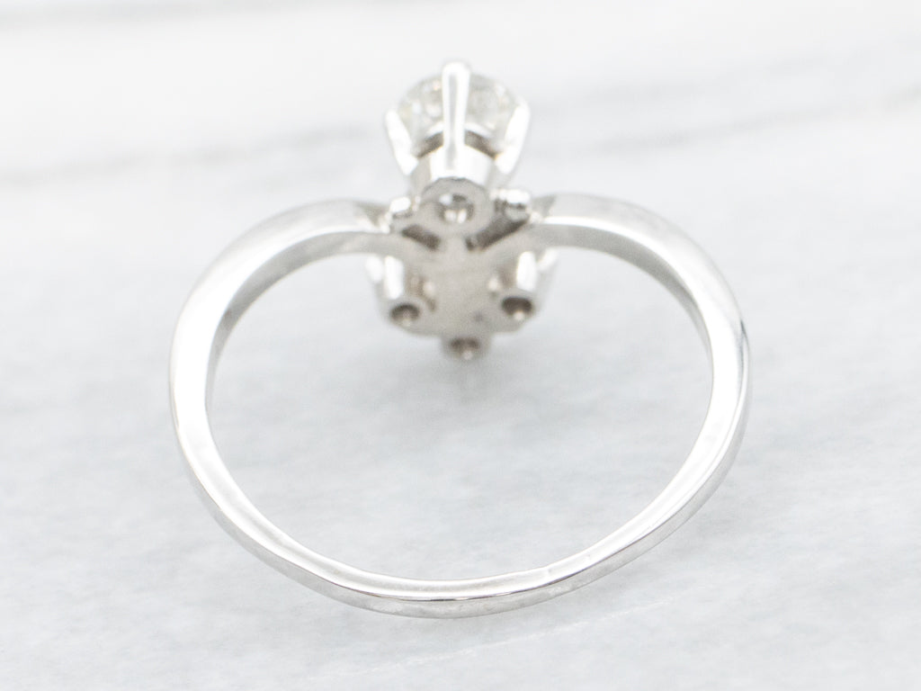 Vintage Jabel Old Mine Cut Diamond White Gold Engagement Ring