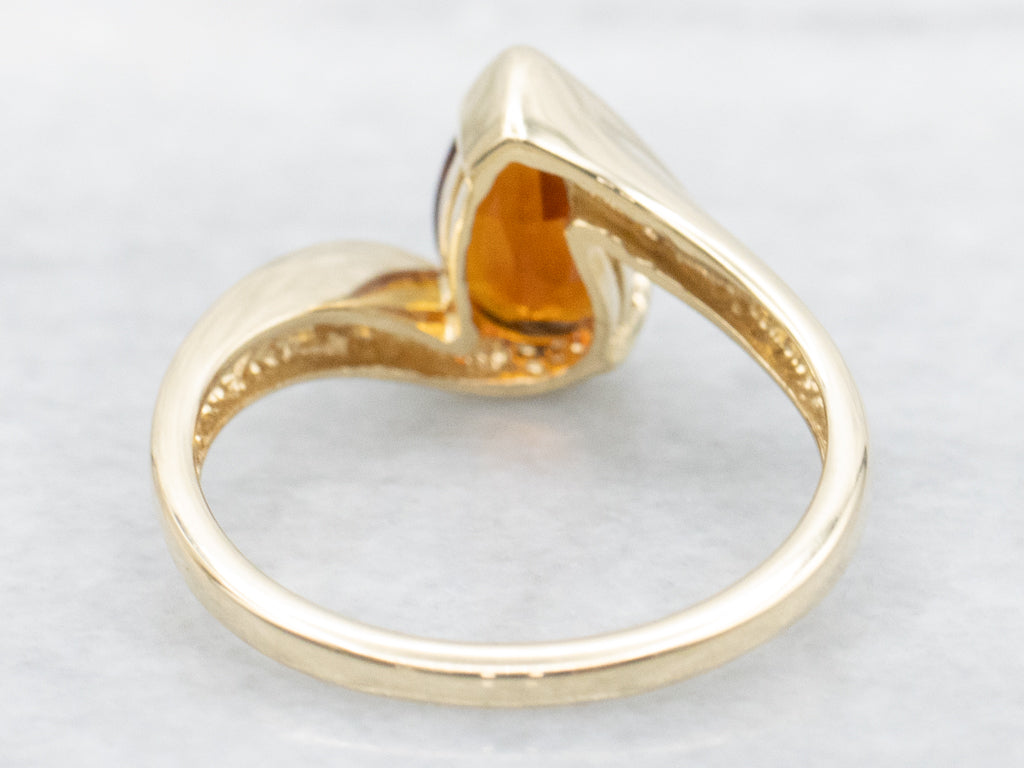 Pear-Cut Citrine Yellow Gold Bypass Ring
