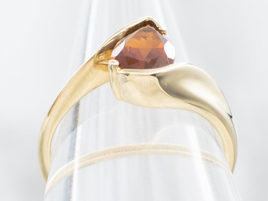 Pear-Cut Citrine Yellow Gold Bypass Ring