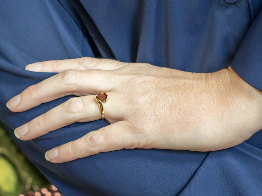 Pear-Cut Citrine Yellow Gold Bypass Ring