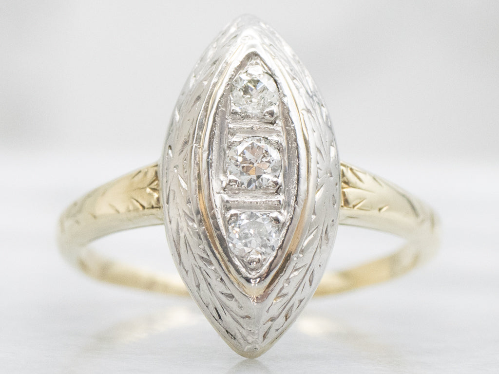 Antique Gold Marquise Diamond Ring