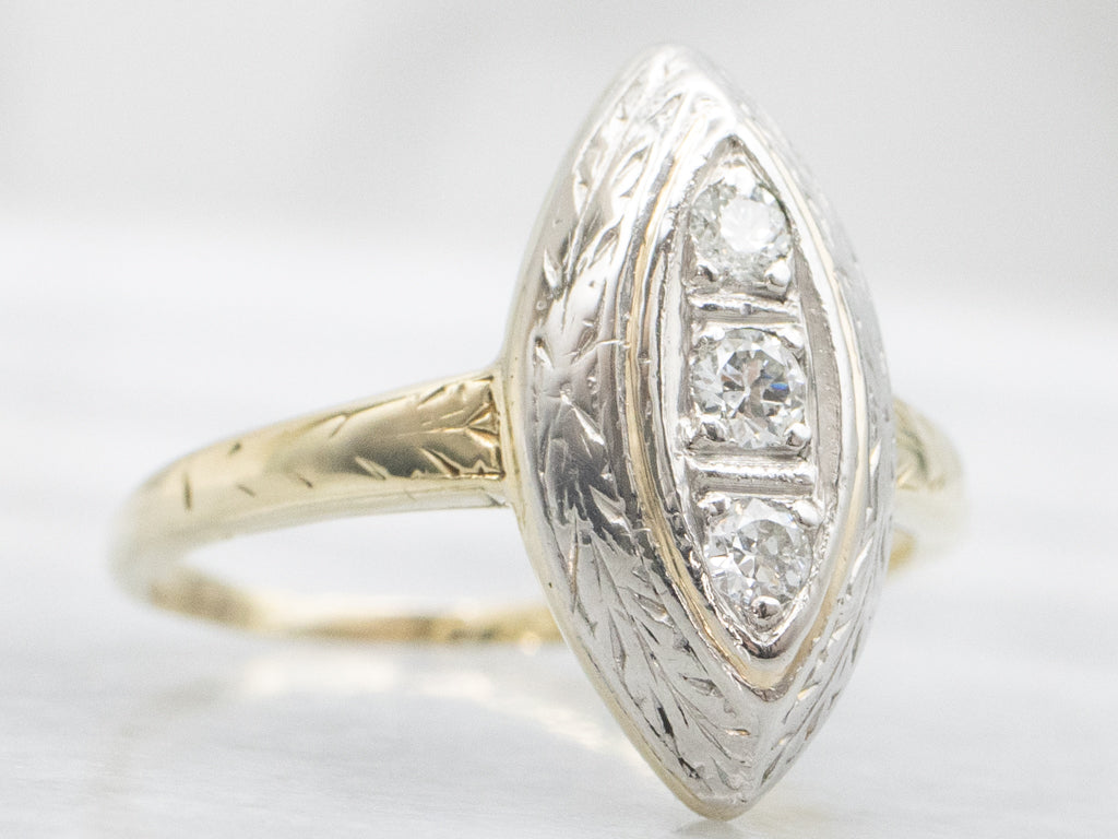 Antique Gold Marquise Diamond Ring
