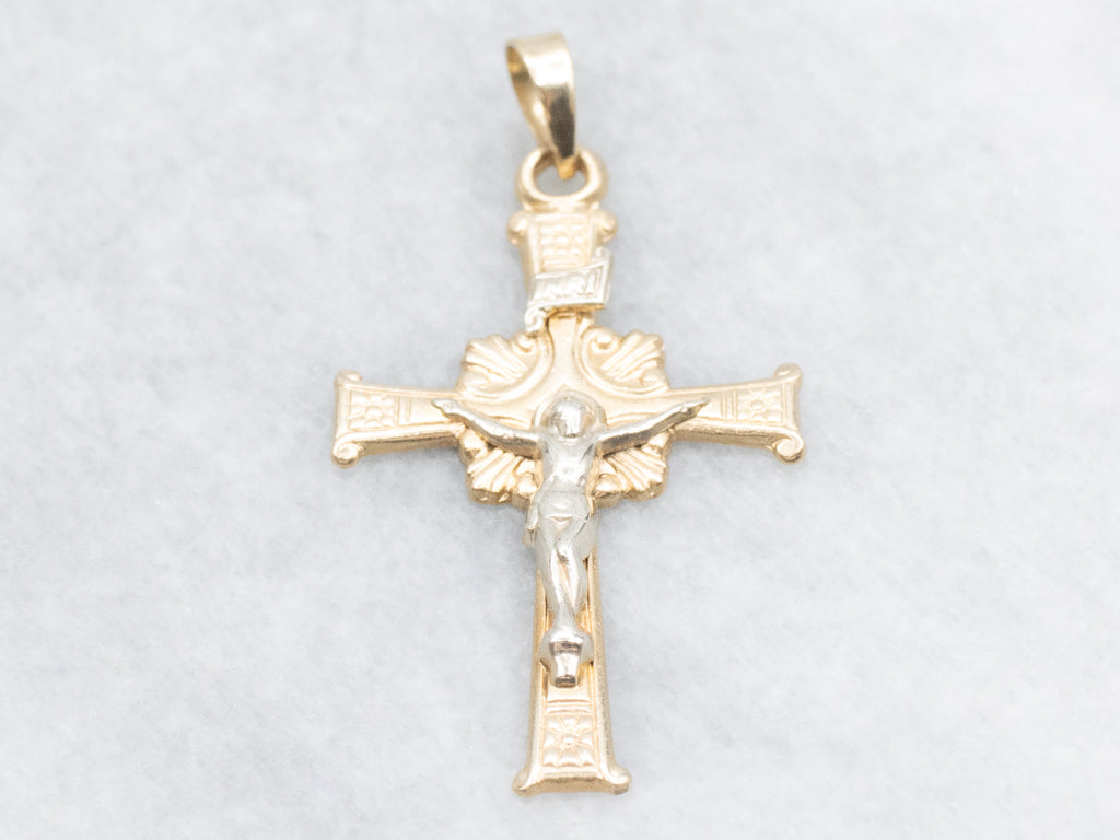Two-Tone Gold Crucifix Pendant