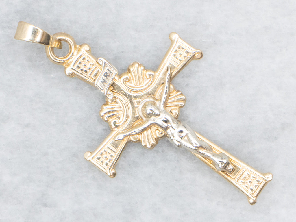 Two-Tone Gold Crucifix Pendant