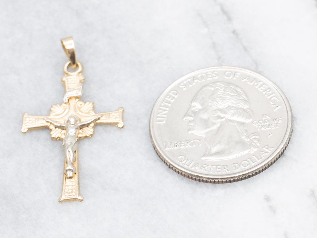 Two-Tone Gold Crucifix Pendant