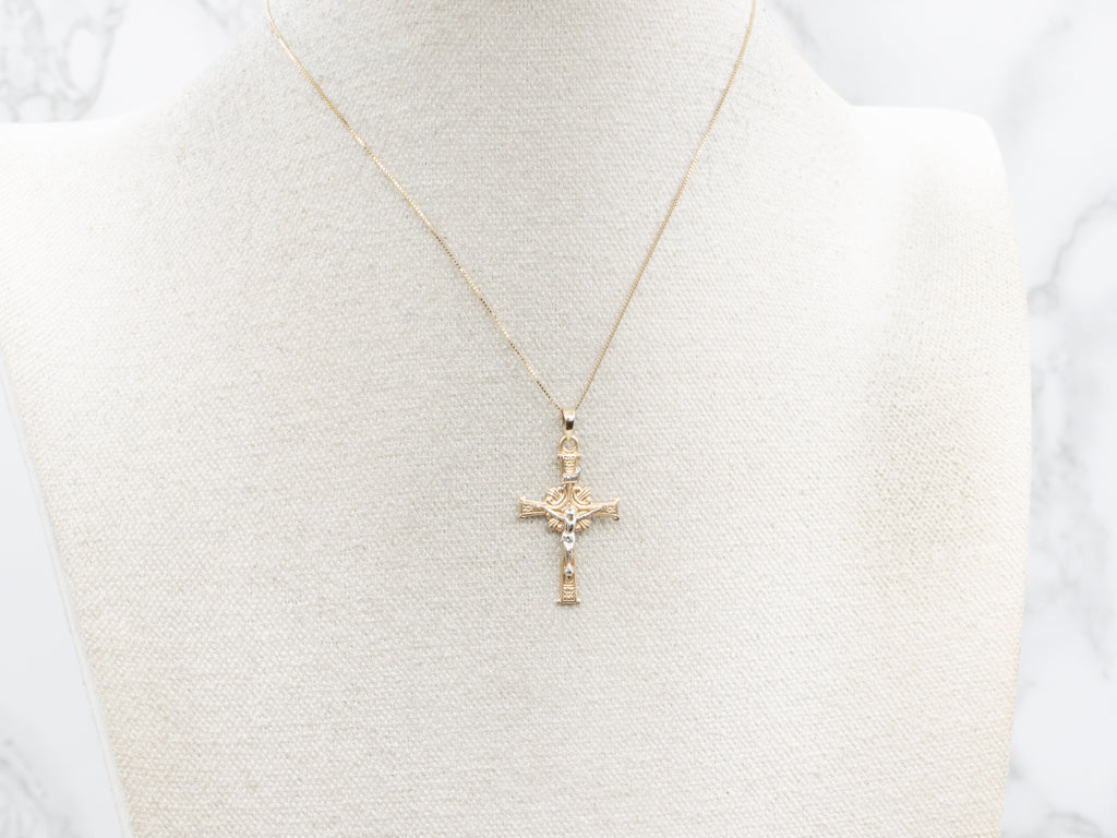 Two-Tone Gold Crucifix Pendant