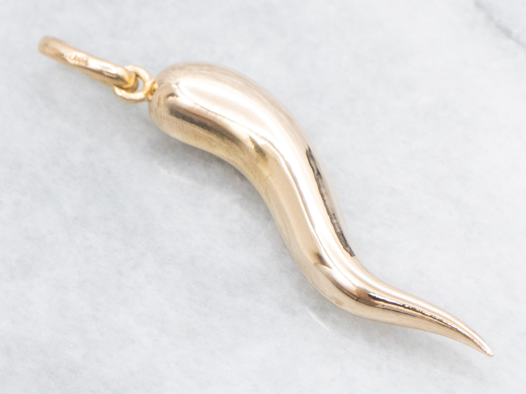 Polished Yellow 18-Karat Gold Italian Horn Pendant