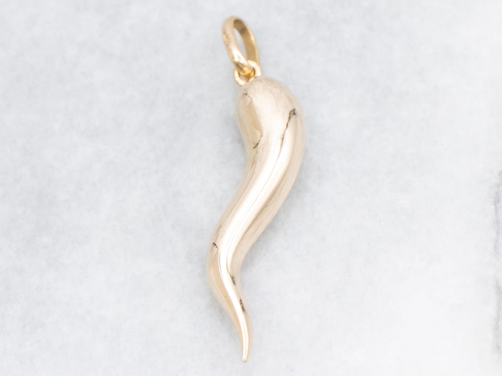 Polished Yellow 18-Karat Gold Italian Horn Pendant