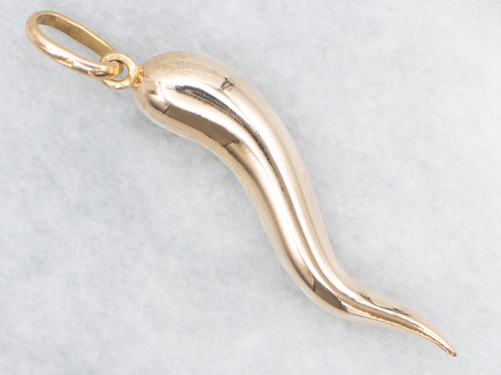 Polished Yellow 18-Karat Gold Italian Horn Pendant