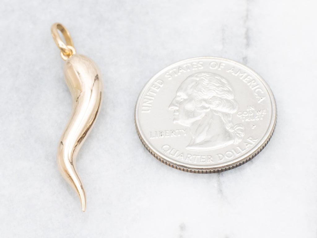 Polished Yellow 18-Karat Gold Italian Horn Pendant