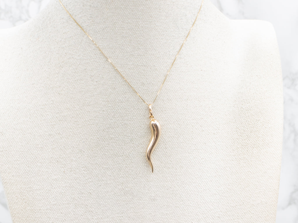 Polished Yellow 18-Karat Gold Italian Horn Pendant