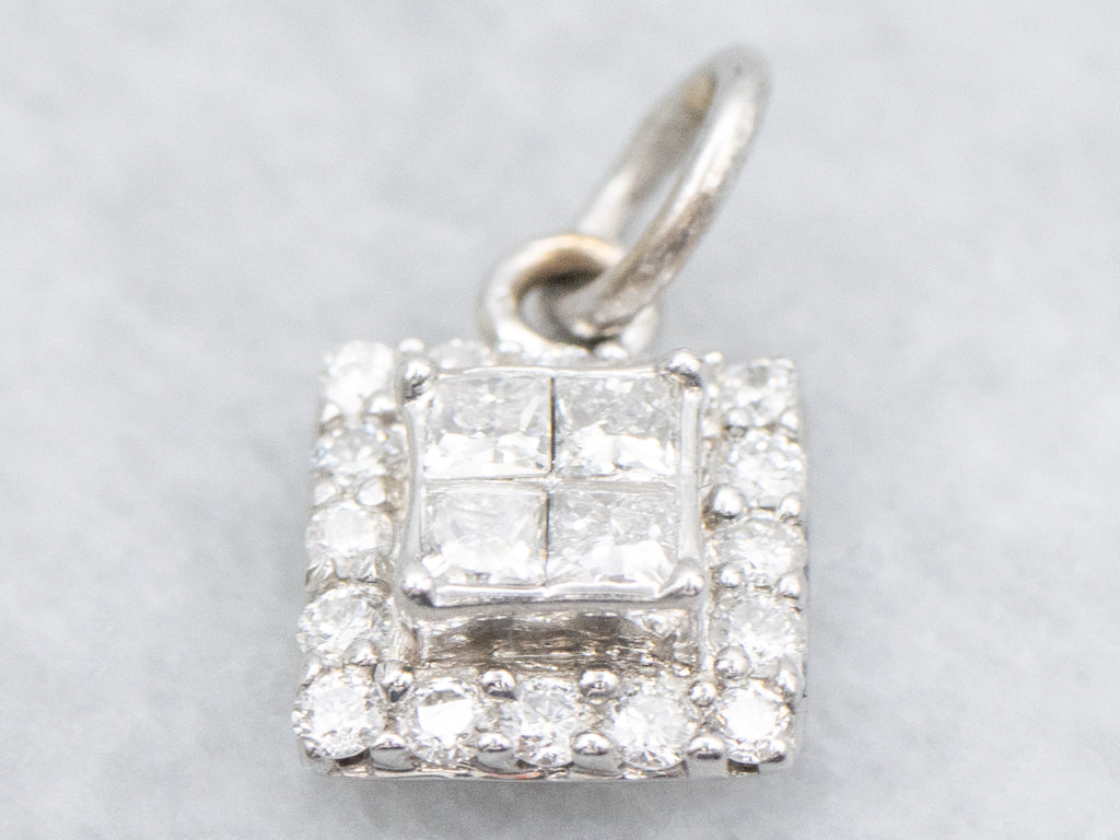 Sparkling White Gold Diamond Cluster Pendant
